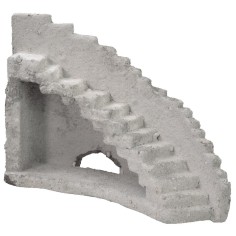 Fachada de un antiguo castillo con escalera curva a la izquierda cm 2