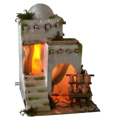 Casa árabe iluminada con taller del alfarero cm 25x25x34 h