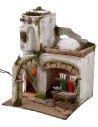 Casa araba illuminata con bottega della sarta cm 25x25x31,5 h