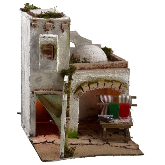 Casa árabe iluminada con taller de costura cm 25x25x31,5 h