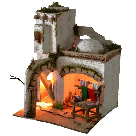 Casa árabe iluminada con taller de costura cm 25x25x31,5 h