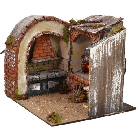Cocina con horno de leña funcional cm 23x21x19 h estatuas
