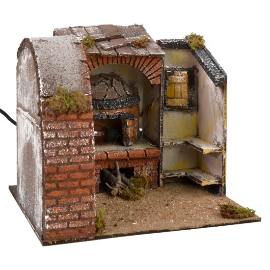 Cocina con horno de leña funcional cm 23x21x19 h estatuas