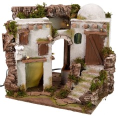 Casa árabe iluminada con fuente de 30x30x29,5 cm h Mondo Presepi 2