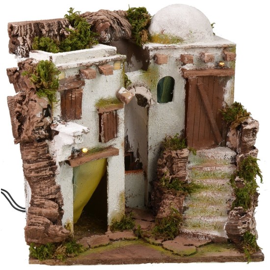 Casa araba illuminata con fontana cm 30x30x29,5 h