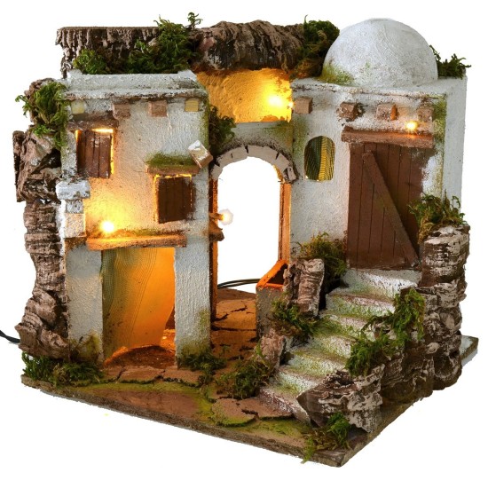 Illuminated Arab house with fountain cm 30x30x29,5 h