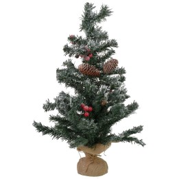Árbol de Navidad nevado y decorado de 60 cm de altura.