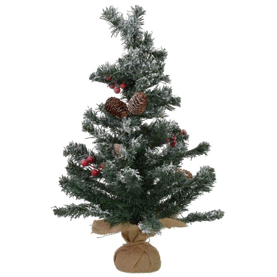 Árbol de Navidad nevado y decorado de 60 cm de altura.