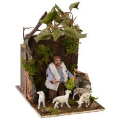 Pastor en movimiento con ovejas cm 11x17x17 h Mundo Pesebre 2