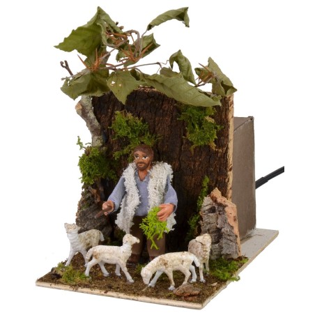 Pastore in movimento con pecore cm 11x17x17 h Mondo Presepi