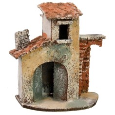 Single house with brick wall ruin 11x7x12.5 cm h