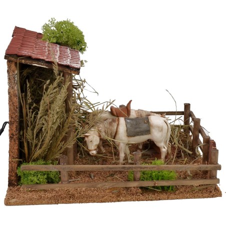 Landi series moving horse stable with stable for 10 cm statues