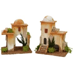 Pareja de minaretes con escaleras y arco árabe de 11x8x11,5 cm de altura para