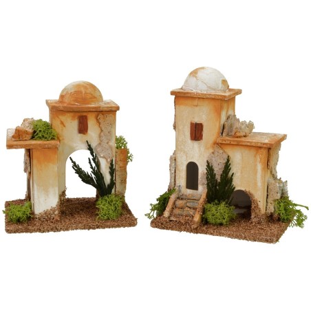 Pareja de minaretes con escaleras y arco árabe de 11x8x11,5 cm de altura para