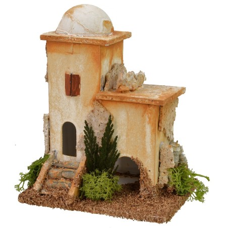 Pareja de minaretes con escaleras y arco árabe de 11x8x11,5 cm