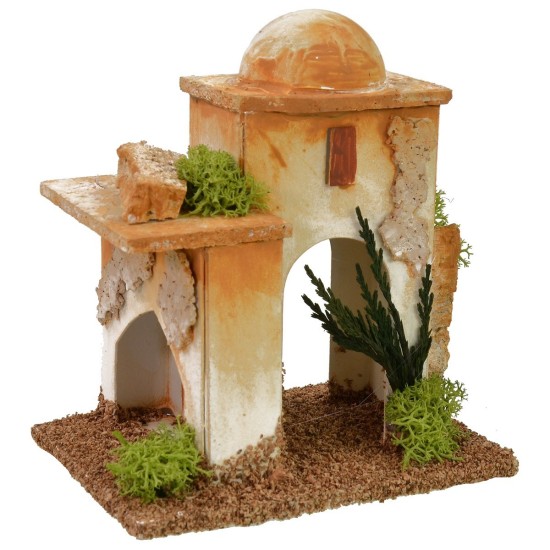 Pareja de minaretes con escaleras y arco árabe de 11x8x11,5 cm