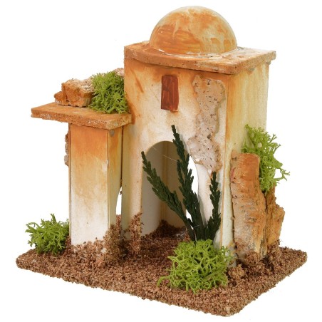 Pareja de minaretes con escaleras y arco árabe de 11x8x11,5 cm de altura para