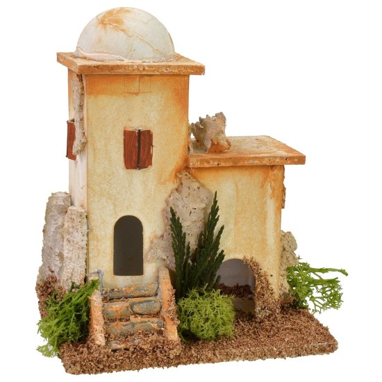 Coppia di minareti con scale e arco arabo cm 11x8x11,5 h per