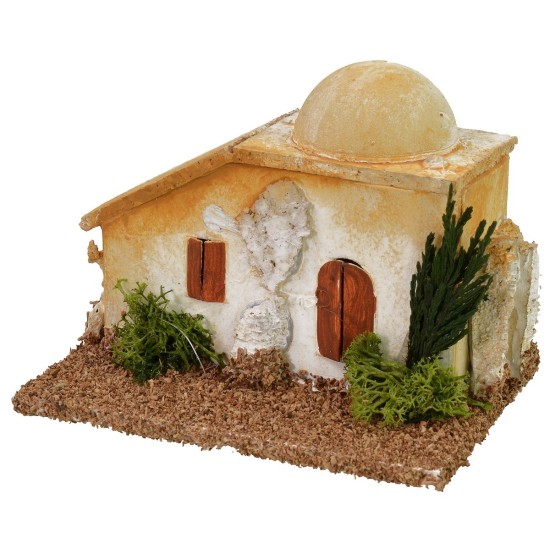 Pareja de minaretes con cúpula y escaleras de 11x8x15 cm de altura para estatuas.