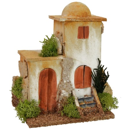 Pareja de minaretes con cúpula y escaleras de 11x8x15 cm de altura para estatuas.