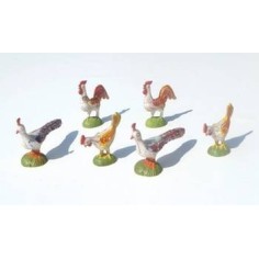 Bag of 6 fowl in patinated pvc - Cod. ZAC02