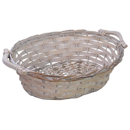 Cesta ovalada blanca de 45x35x14 cm. 