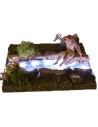 Illuminated stretch of river with fisherman 16.5x13.5 cm