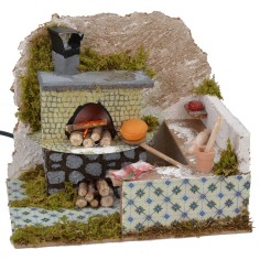 Bottega del panettiere con forno funzionante cm 20x14x16 h