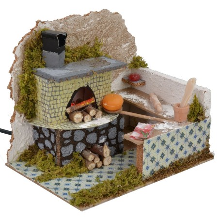 Tienda del panadero con horno en funcionamiento cm 20x14x16 h