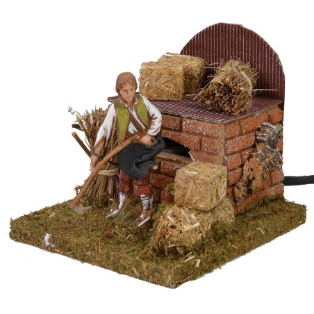 Farmer with moving scythe Landi Moranduzzo series 10 cm