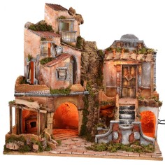 Presepe illuminato con cascata funzionante cm 60x45x61 h 2