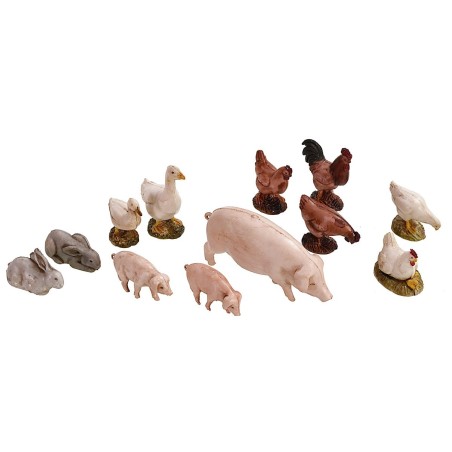 Juego de 12 animales de corral Landi Moranduzzo para estatuas