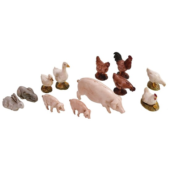 Juego de 12 animales de corral Landi Moranduzzo para estatuas
