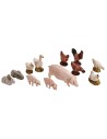 Juego de 12 animales de corral Landi Moranduzzo para estatuas