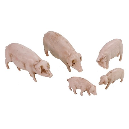 Conjunto de 5 cerdos Landi Moranduzzo para figuras de 10 cm Mondo Presepi