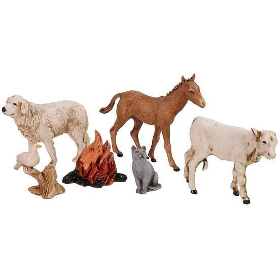 Set de 5 animales y llama serie 10 cm Landi Moranduzzo Mundo
