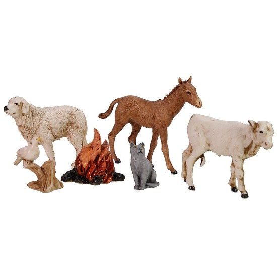 Set of 5 animals and flame series 10 cm Landi Moranduzzo