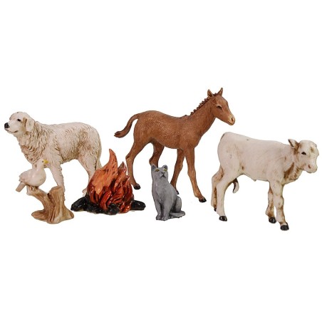 Set de 5 animales y llama serie 10 cm Landi Moranduzzo Mundo
