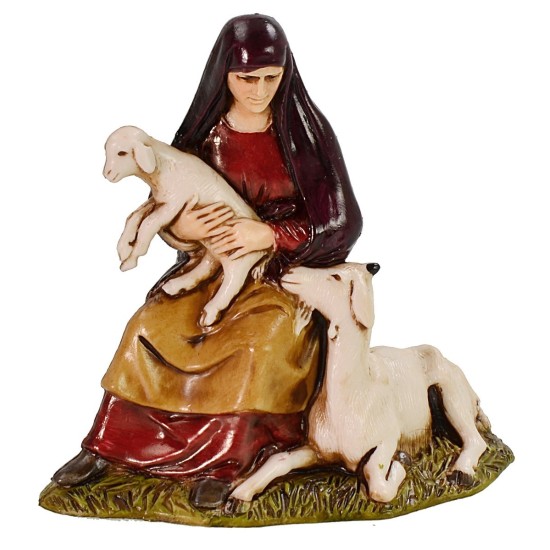 Mujer con cabra y cordero serie 10 cm Landi Moranduzzo