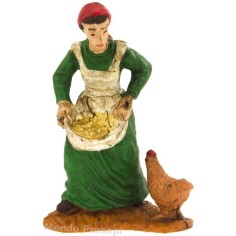 Campesina con gallina serie Oliver cm 5 Mundo Pesebres
