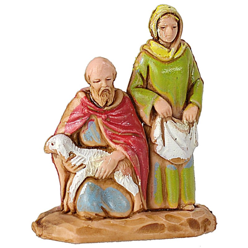 Uomo e donna con agnello cm 3,5 Landi Mondo Presepi