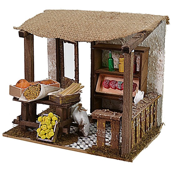 Tienda de alimentos para pesebre de 20x14x17 cm de altura, tienda.