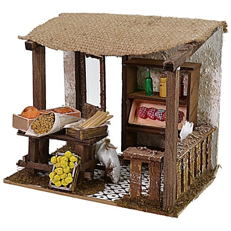 Tienda de alimentos para pesebre de 20x14x17 cm de altura, tienda.