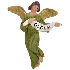 Ángel Gloria en resina pintada 12 cm serie económica Landi