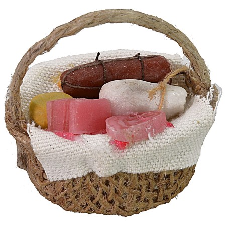 Cesto con salumi e formaggi in cera ø 4,5 cm