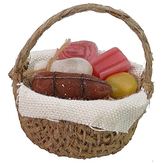 Cesta con embutidos y quesos de cera ø 4,5 cm cesta, altura
