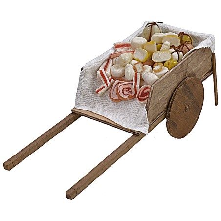 Carro con salumi e formaggi in cera cm 22,5x8,7x7,8 h