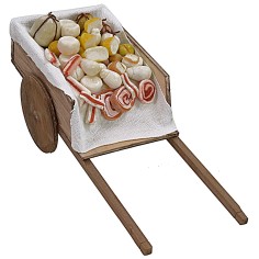 Carro con salumi e formaggi in cera cm 22,5x8,7x7,8 h