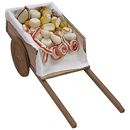 Carro con salumi e formaggi in cera cm 22,5x8,7x7,8 h