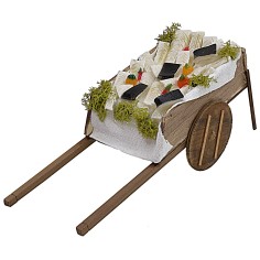 Carro con pescado en cera cm 22,5x8,7x7,8 h carro con mercancías